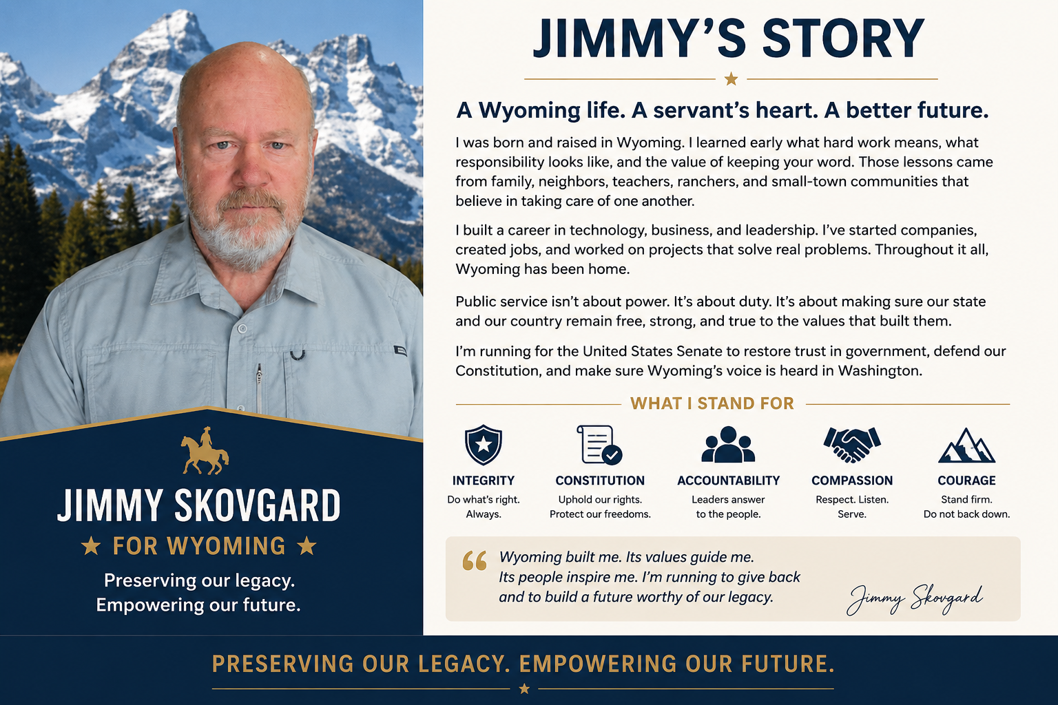 Jimmy Skovgard for Wyoming — A Wyoming life. A servant's heart. A better future.